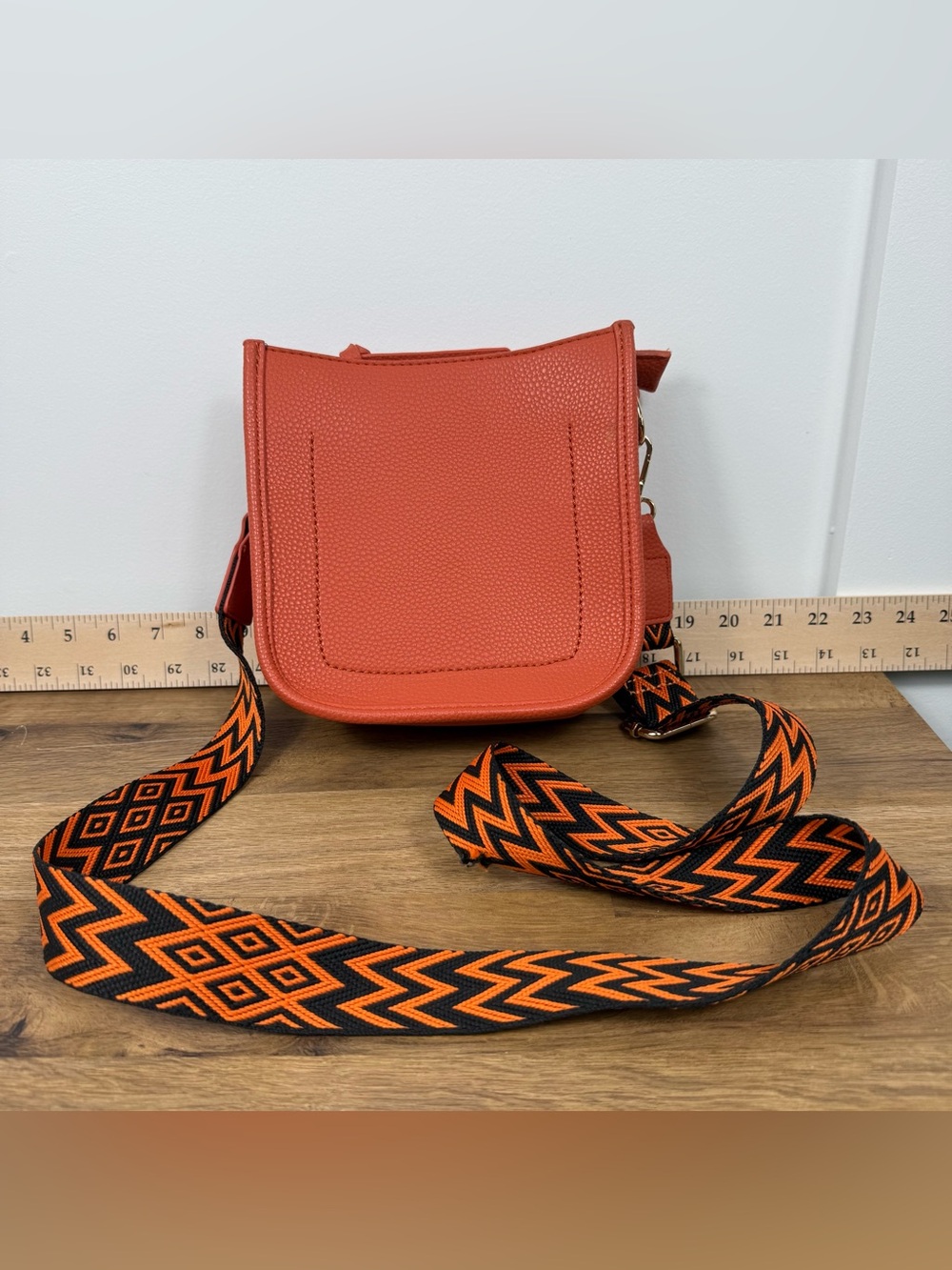 Montana West Camera Crossbody Bag Geometric Strap Western Boho Orange